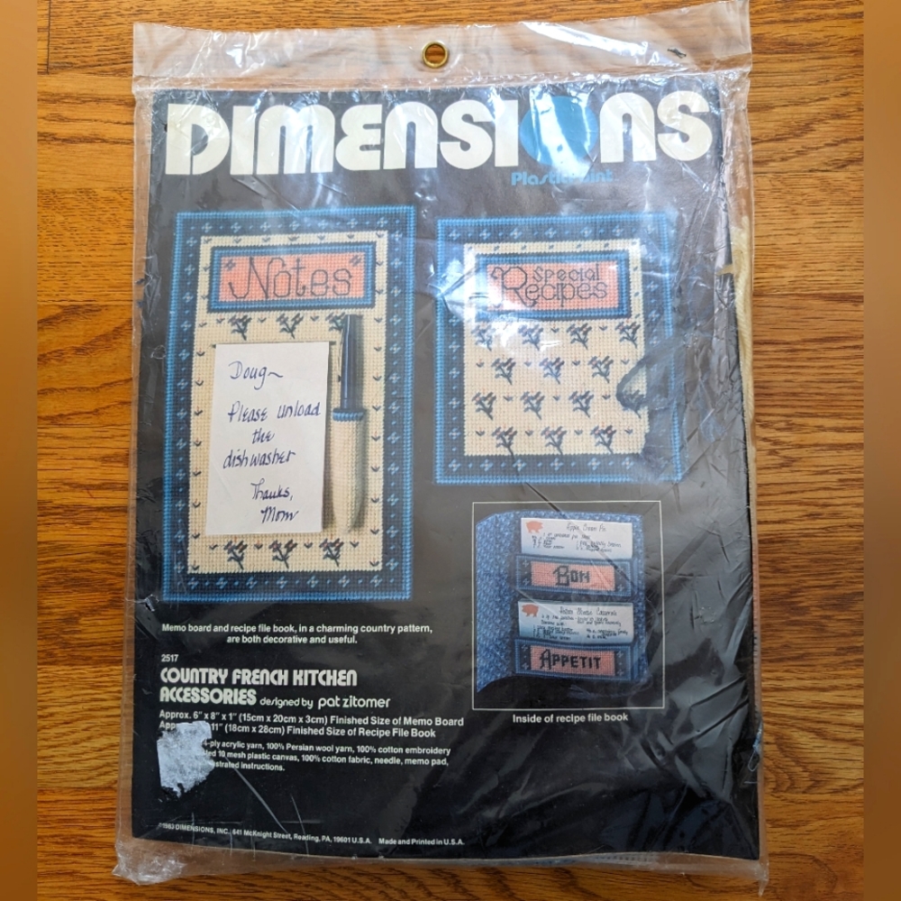 Dimensions embroidery Country French Kitchen Accessories kit 2517 80s